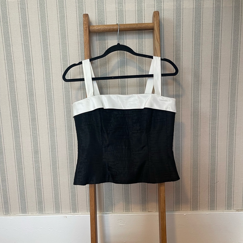 Anne Stanley Saks Fifth Ave Y2K 2000s Vintage Black and White Camisole Top USA 4